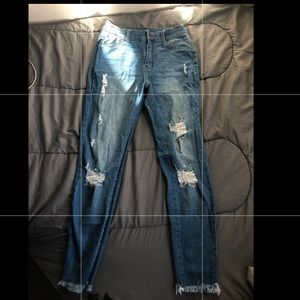 Fashion nova jeans distressed bottoms size3